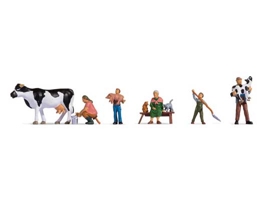 Noch Gmbh 15609 Peasant Family -- 5 People, 5 Farm Animals, HO