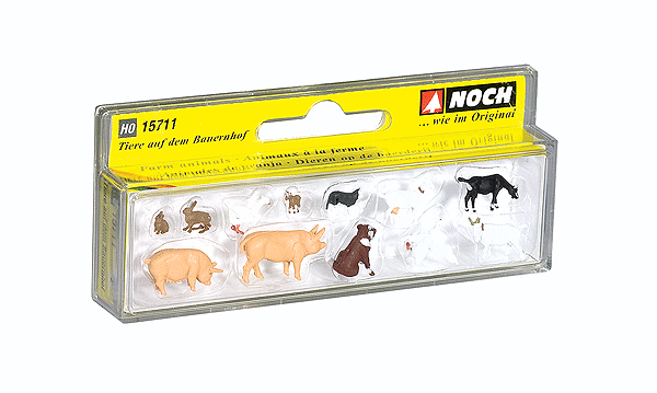 Noch Gmbh 15711 Small Farm Animal Set -- pkg(12), HO