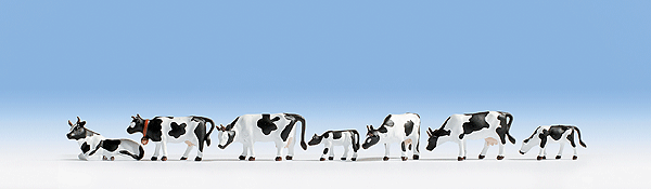 Noch Gmbh 15721 Cows -- Black & White pkg(7), HO