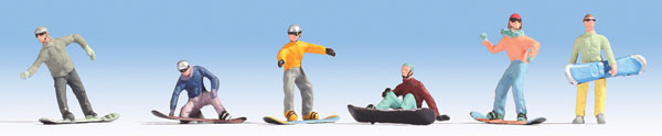 Noch Gmbh 15826 Recreation & Sports -- Snowboarders pkg(6), HO