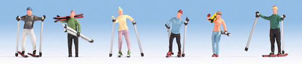 Noch Gmbh 15827 Recreation & Sports -- Skiers pkg(6) (Two Female, Four Male), HO