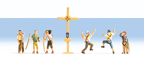 Noch Gmbh 15874 Recreation & Sports -- Mountain Hikers with a Crucifix pkg(6), HO