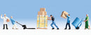 Noch Gmbh 36038 Warehouse Workers w/Accessories -- 5 Workers, Pallet Jack, Pallet, Dolly & Crate, N