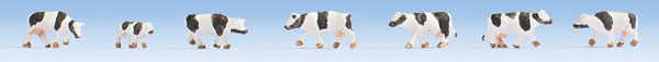 Noch Gmbh 44250 Cows -- Black, White pkg(7), Z