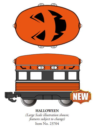 Bachmann 23704 Eggliner - 3-Rail - Conventional AC -- Halloween (orange, black), O Gauge