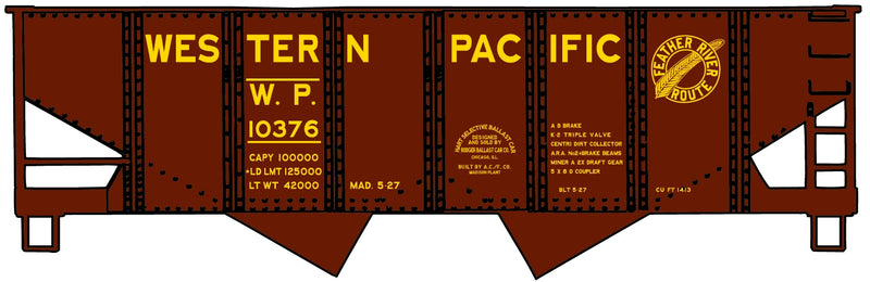 Accurail 2436 55-Ton Twin Hopper Builder Paint Schemes, Western Pacific Built 1927, HO