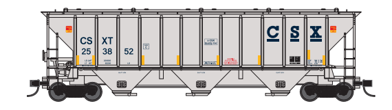 Trainworx 24424-01 Pullman Standard PS2CD 4427 cu. ft. High side covered hopper, CSXT- CSX Quality Car