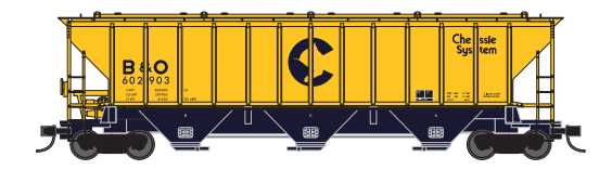 Trainworx 24430 Pullman Standard PS2CD 4427 cu. ft. High side covered hopper, Chessie System- Random Car