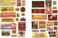 JL Innovative Design 245 Vintage Motorcycle Signs II 1920s-50s(40), HO Scale