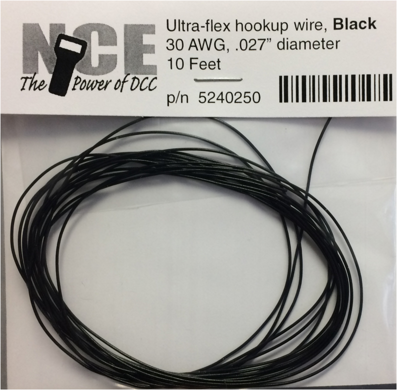 NCE 250 Black Ultraflex wire, 30AWG, 10 feet