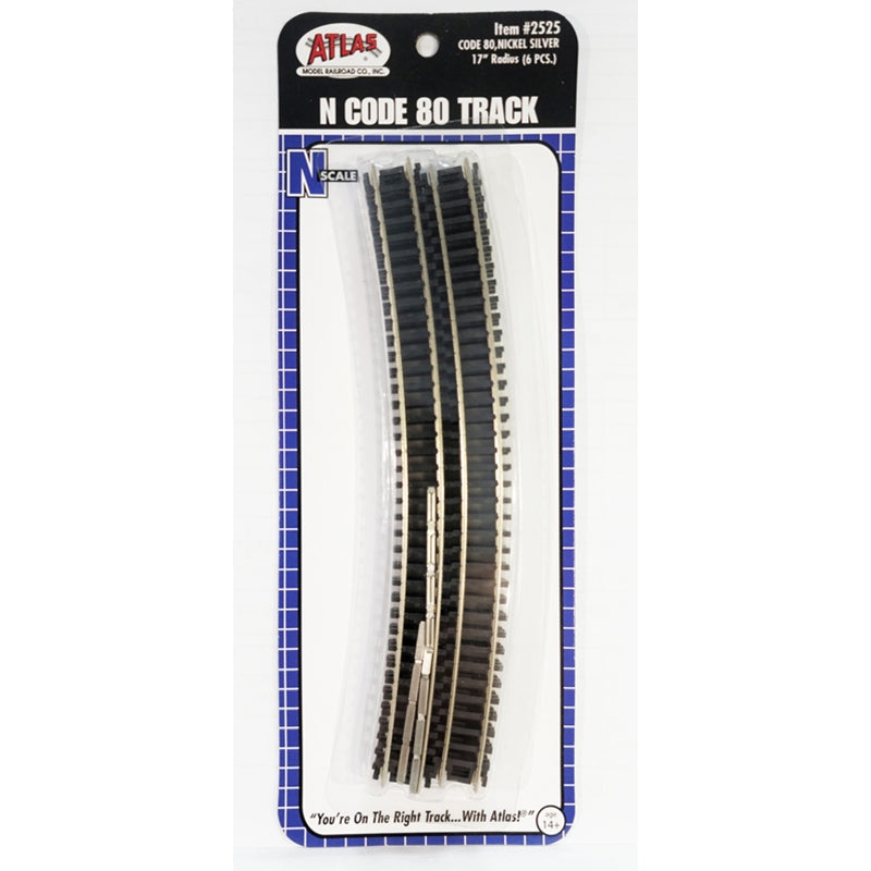 Atlas 2525 17" RADIUS TRACK - (6 PCS), N Scale