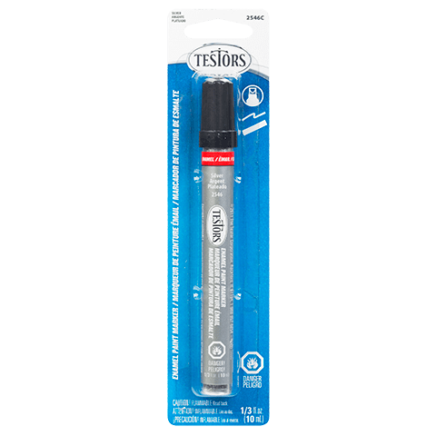 Testors 2546C Enamel Markers 1/3 fl. oz. Carded Markers - Silver
