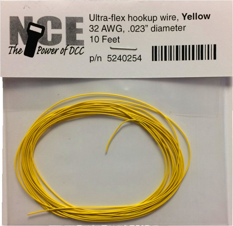 NCE 254 Yellow Ultraflex wire, 32AWG, 10 feet