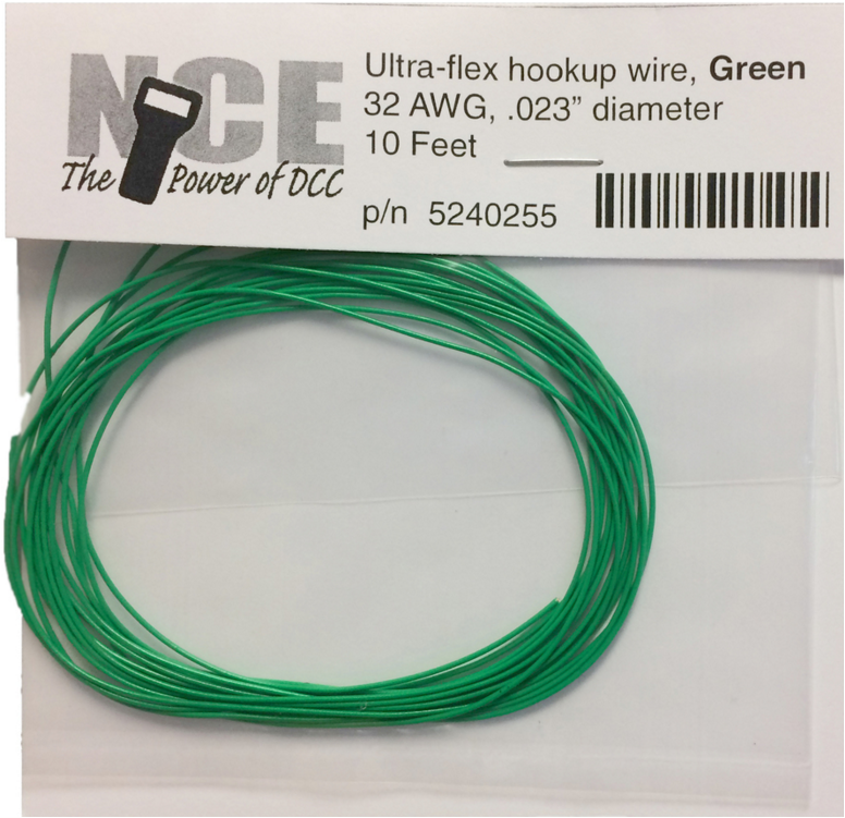 NCE 255 Green Ultraflex wire, 32AWG, 10 feet