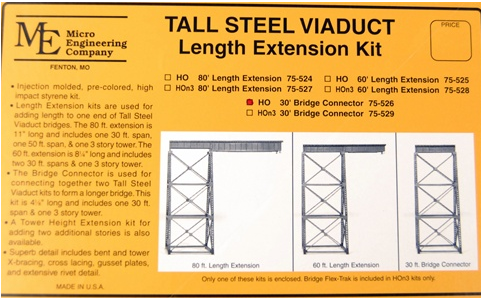 Micro Engineering 75526 Tall Steel Viaduct, 30' Connection, HO