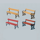 Faller Gmbh 180443 Park Benches -- Assorted Colors pkg(12), HO Scale