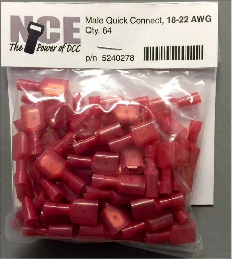 NCE 278 18-22 AWG MALE Qk Conn Red 64