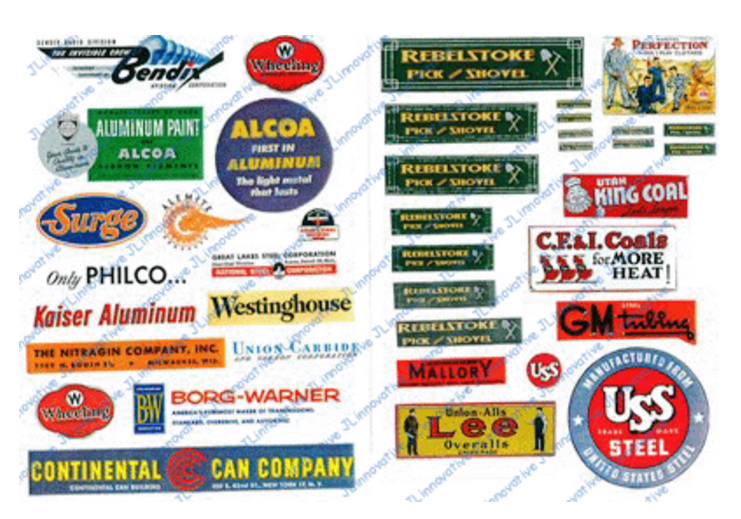 JL Innovative Design 292 INDUSTRIAL SIGNS 1940s-50s, HO Scale