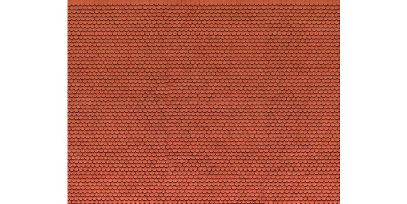 Noch Gmbh & Co 56690 3-D Printed Cardstock Texture Sheet -- Beavertail Tile 9-13/16 x 4-15/16"  25 x 12.5cm, HO Scale