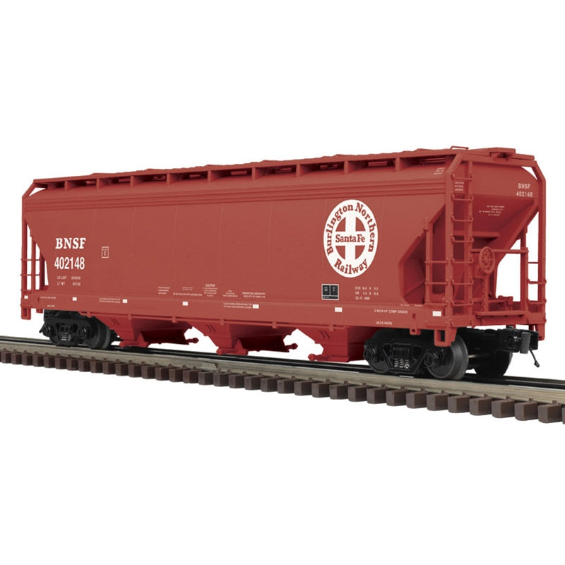 PREORDER Atlas 3009983 3RL ATLAS PREMIER O 3-BAY CENTERFLOW HOPPER (4 PACK SET) - BNSF 402108, 402117, 402125, 402165 (BROWN/WHITE)