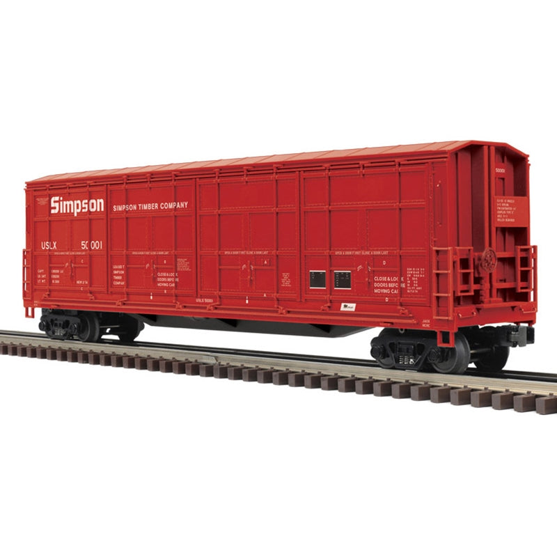 PREORDER Atlas 3002163 2RL ATLAS PREMIER O 55' ALL DOOR BOX CAR SIMPSON TIMBER COMPANY 50001, 50003 (RED/WHITE)