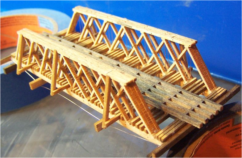 RSlaserKits 3028 55 Ft Span Wood Truss Rod Bridge, N Scale