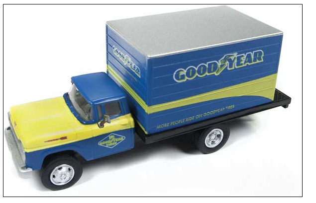 CMW 30511 1960 Ford F-500 Boxvan Delivery Truck - Assembled - Mini Metals(R) -- Goodyear Tires (yellow, blue), HO