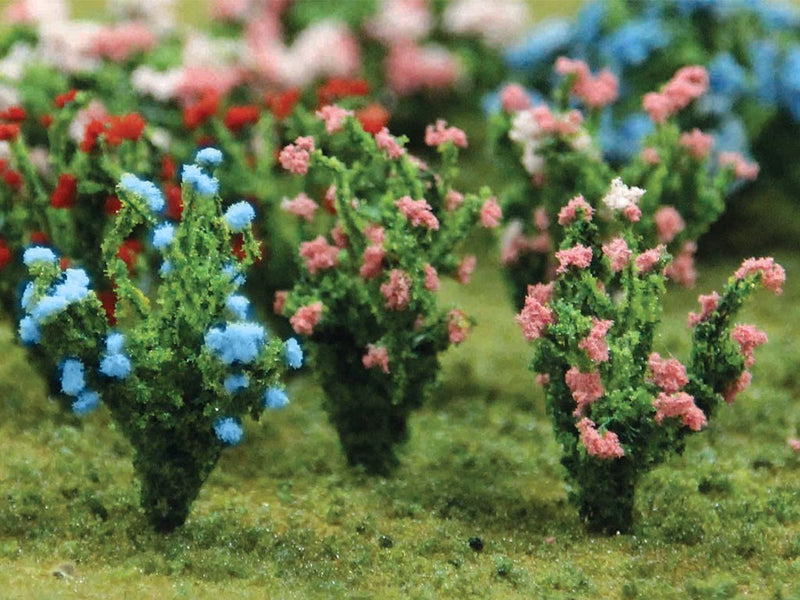 Bachmann 32512 Flowering Bushes -- Pink, Blue 1" Tall pkg(8), HO