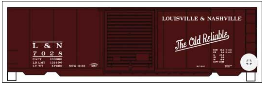 ACU 3458 40' PS-1 Steel Boxcar - Kit -- Louisville & Nashville 7028 (Mineral Red, Old Reliable Slogan), HO