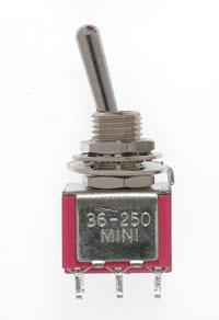 Miniatronics MNT3625004 Mini Toggle Switch-DPDT-5 Amp-120 V-1/4 in Dia [4 pcs], All Scales