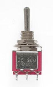 Miniatronics MNT3626004 Mini Toggle Switch-Ctr Off-DPDT-5 Amp-120 V-1/4 in Dia [4 pcs], All Scales