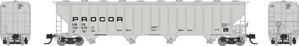 PREORDER Rapido 560005A N Procor 5820 Covered Hopper - Ready to Run -- Procor Ltd. UNPX (gray, low black solid lettering)