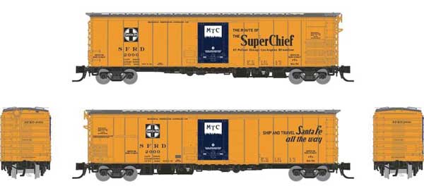 PREORDER Rapido 561001A N Class RR-56 Mechanical Reefer - Ready to Run -- Santa Fe (orange, blue, black, Super Chief Slogan)