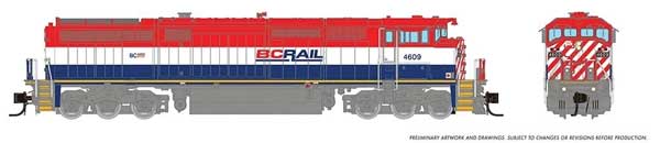 PREORDER Rapido 540548 N GE Dash 8-40CM - LokSound and DCC -- British Columbia Railway
