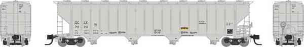 PREORDER Rapido 560008 N Procor 5820 Covered Hopper 6-Pack - Ready to Run -- Dow Chemical DCLX (gray, black, Reporting Marks Only)