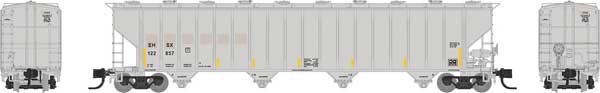 PREORDER Rapido 560009 N Procor 5820 Covered Hopper 3-Pack - Ready to Run -- Dow Chemical DCLX (gray, black, Reporting Marks Only)