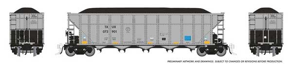 PREORDER Rapido 169059A HO AutoFlood III Rapid Discharge Coal Hopper w/Load - Ready to Run -- Luminant TXUX (silver, black)