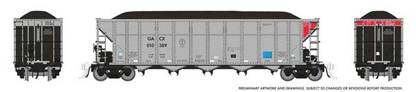 PREORDER Rapido 169051A HO AutoFlood III Rapid Discharge Coal Hopper w/Load - Ready to Run -- GATX Capital GACX (silver, black, red)