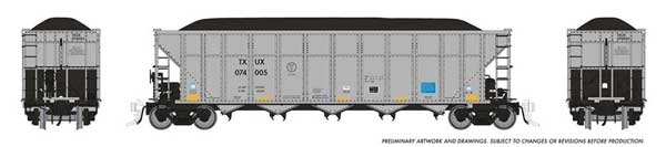 PREORDER Rapido 169060A HO AutoFlood III Rapid Discharge Coal Hopper w/Load - Ready to Run -- Luminant TXUX (silver, black)