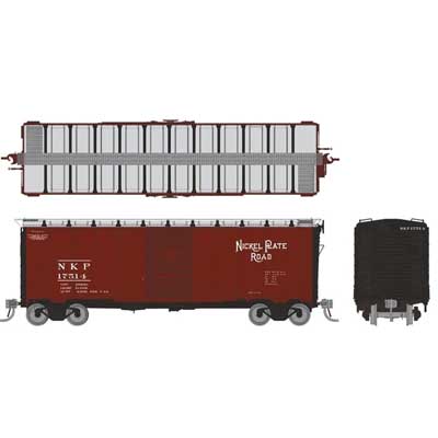 PREORDER Rapido 181006A HO 1937 AAR 40' Boxcar w/Round Corner - Ready to Run -- Nickel Plate Road (Boxcar Red, black)