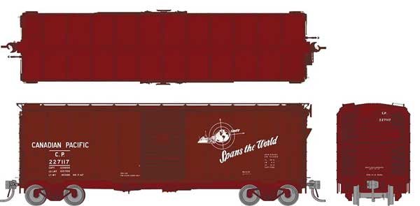 PREORDER Rapido 183001A HO 1937 AAR 40' Boxcar CP Version - Ready to Run -- Canadian Pacific (Boxcar Red, Spans the World Logo)