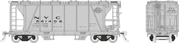 PREORDER Rapido 149002A HO Enterprise 2-Bay Covered Hopper - Ready to Run -- New York Central (gray, black, Gothic Lettering, System Logo)