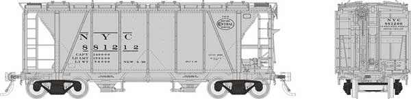 PREORDER Rapido 149001A HO Enterprise 2-Bay Covered Hopper - Ready to Run -- New York Central (gray, black, Roman Lettering, System Logo)