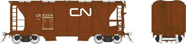 PREORDER Rapido 149011A HO Enterprise 2-Bay Covered Hopper - Ready to Run -- Canadian National (MOW, Boxcar Red, white, Noodle Logo)