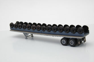 JL Innovative Design 392 45' Flat Bed Truck Trailer w/Wheel Cradles & Wheels, HO Scale