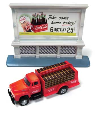 CMW 40004 1954 Ford Bottle Delivery Truck with 1950s Billboard - Assembled -- Coca-Cola, HO
