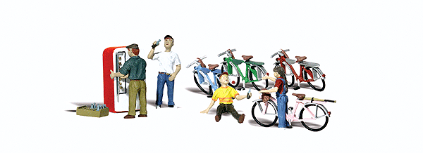 Woodland Scenics 2752 Scenic Accents(R) Figures -- Bicycle Buddies pkg(4), O Scale