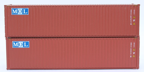 Jacksonville Terminal Company 405086 MOL brown w/ MOL initials Logo 40' HIGH CUBE containers with Magnetic system, Corrugated-side. JTC