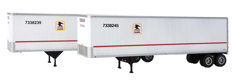 Walthers SceneMaster 949-2517 40' Trailmobile Trailer 2-Pack - Assembled -- US Postal Service (white, blue, red), HO