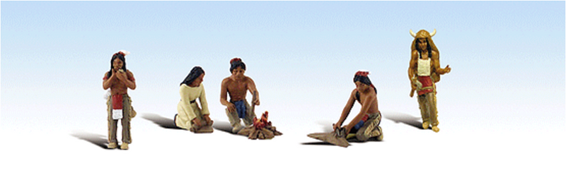 Woodland Scenics 4343 Scene Setter Native Americans Figures range from 7/8 to 1-1/2 tall.